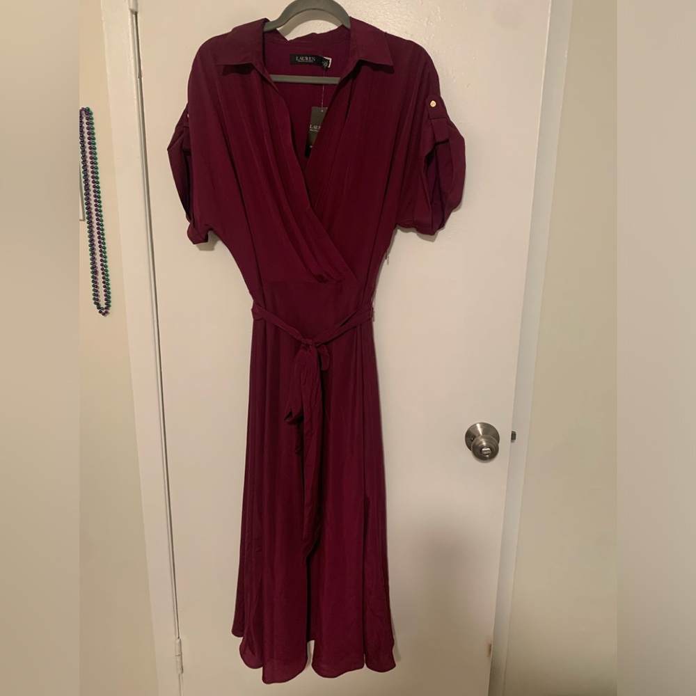NWT collared Lauren dress in plum that effortlessly goes from day to night.